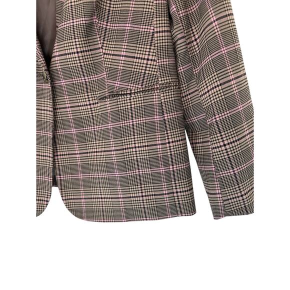 Lascana Pink Plaid Preppy Academia Work Career Single Breasted Blazer Size 14 - Picture 5 of 12